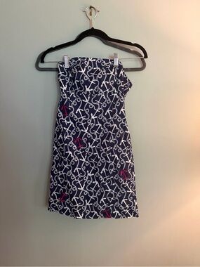 Lilly Pulitzer Navy and White Strapless Nautical Dress